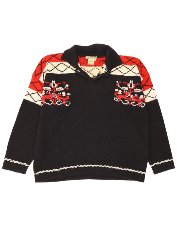Vintage γυναικείο πουλόβερ με λαιμόκοψη IT 40 Small Black Geometric