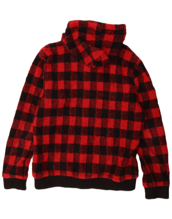 Superdry Ανδρικό μπουφάν με κουκούλα Fleece UK 44 2XL Red Gingham Polyester