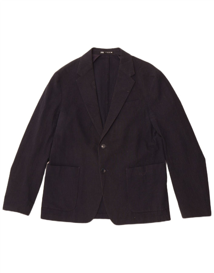 Zara Ανδρικό μπουφάν blazer 2 κουμπιών UK 40 Large Navy Blue Pinstripe