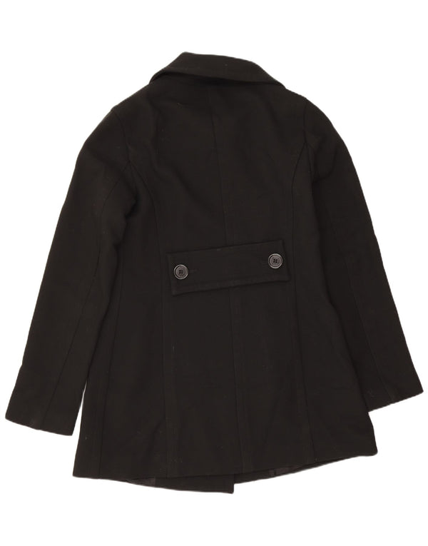 Zara Γυναικείο παλτό με διπλό στήθος UK 10 Small Black Wool