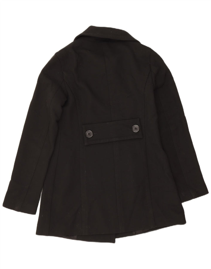 Zara Γυναικείο παλτό με διπλό στήθος UK 10 Small Black Wool