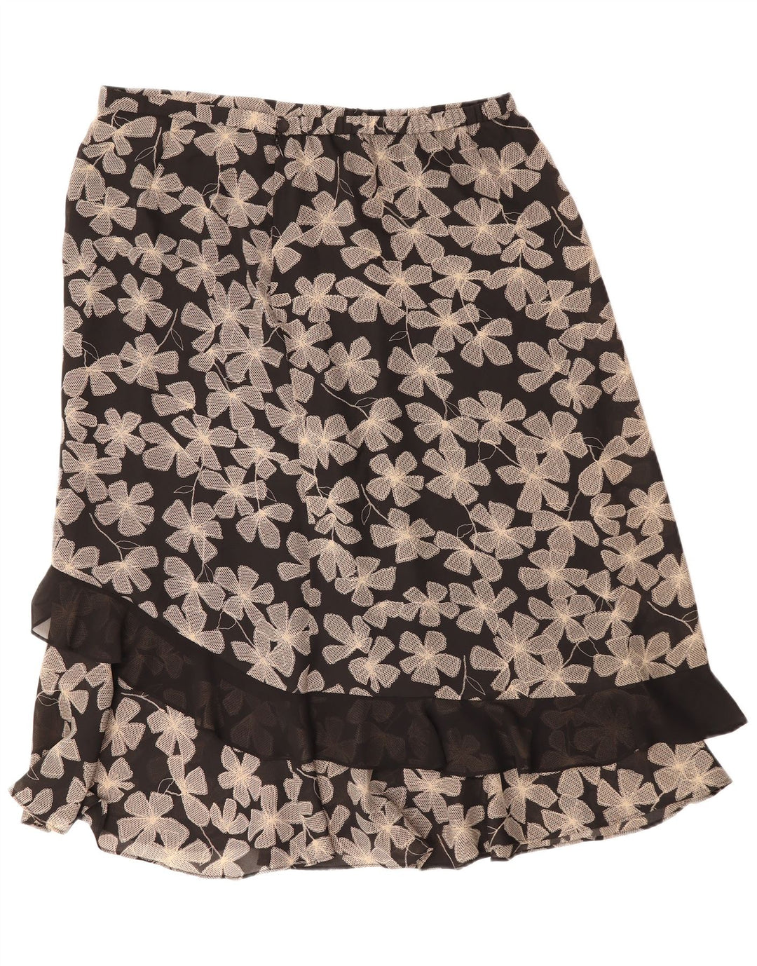 Vintage γυναικεία ίσια φούστα UK 22 3XL W40 Μαύρος φλοράλ πολυεστέρας