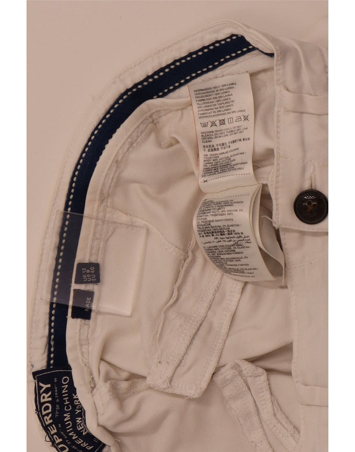 SUPERDRY Γυναικείο Slim παντελόνι Chino UK 12 Medium W32 L29 Λευκό βαμβακερό