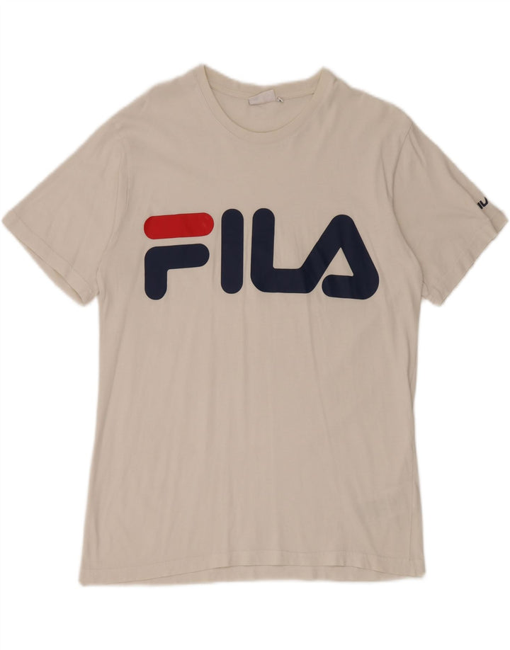 Ανδρικό γραφικό T-Shirt Fila Top Μεσαίο λευκό βαμβακερό