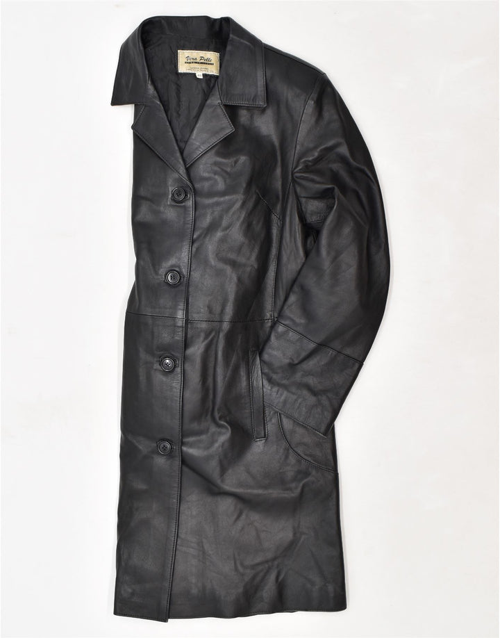 VINTAGE Γυναικείο Δερμάτινο Παλτό IT 48 XL Μαύρο Δερμάτινο