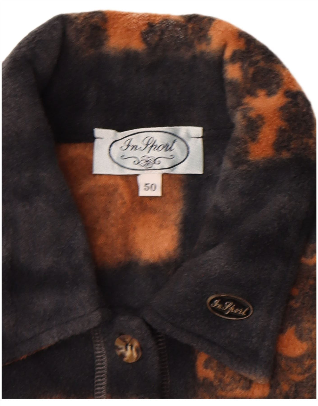 VINTAGE Γυναικείο Fleece Πουκάμισο IT 50 XL Navy Blue Patchwork Πολυεστέρας