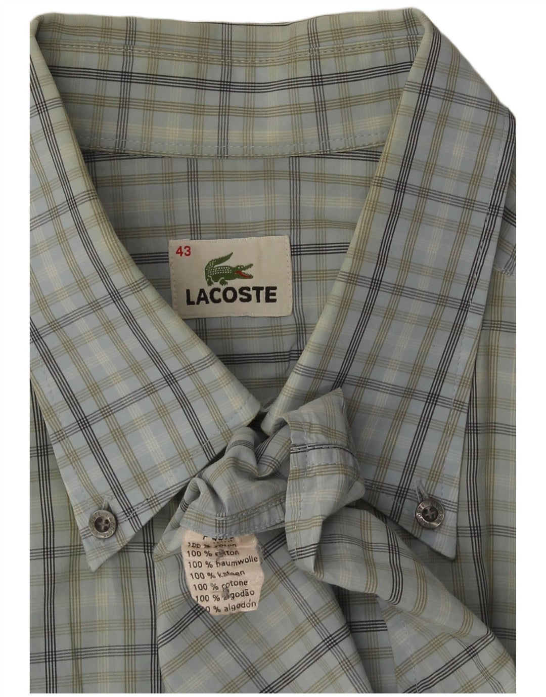 Ανδρικό κοντομάνικο πουκάμισο Lacoste, Μέγεθος 43, Μεγάλο Μπλε βαμβακερό