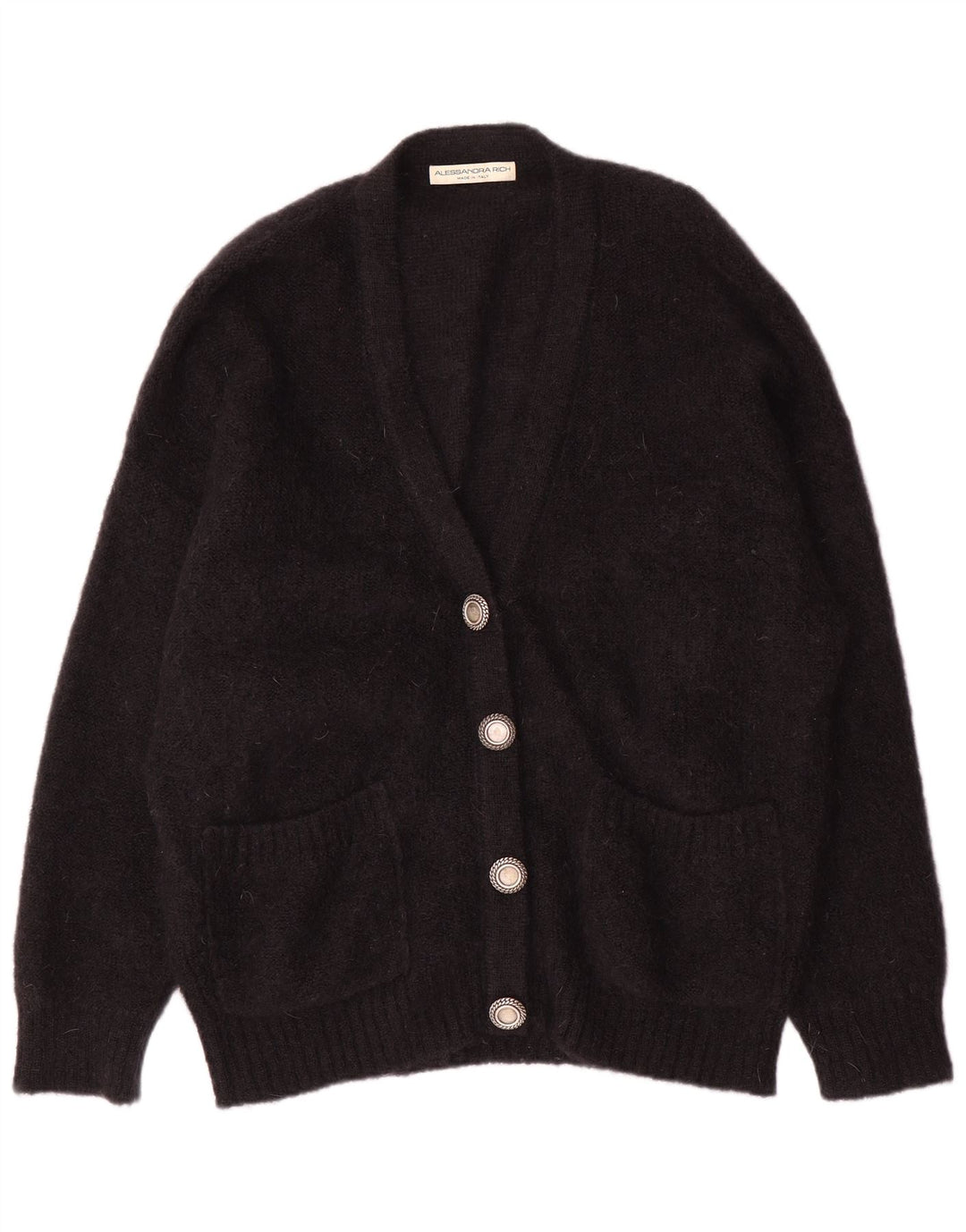 Alessandra Rich Γυναικείο πουλόβερ με ζακέτα IT 40 Small Black Mohair