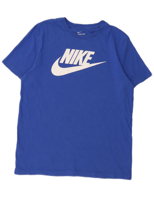 Ανδρικό γραφικό μπλουζάκι Nike, μεγάλο μπλε βαμβακερό