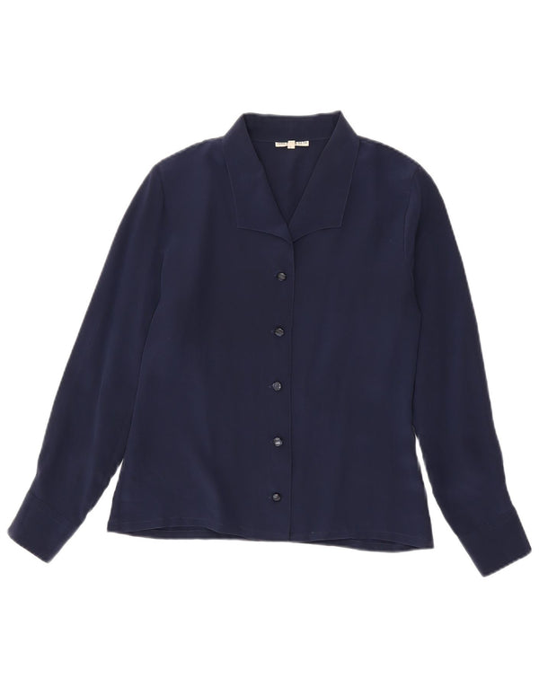 Vintage Γυναικείο Πουκάμισο Μπλούζα IT 44 Medium Navy Blue Silk