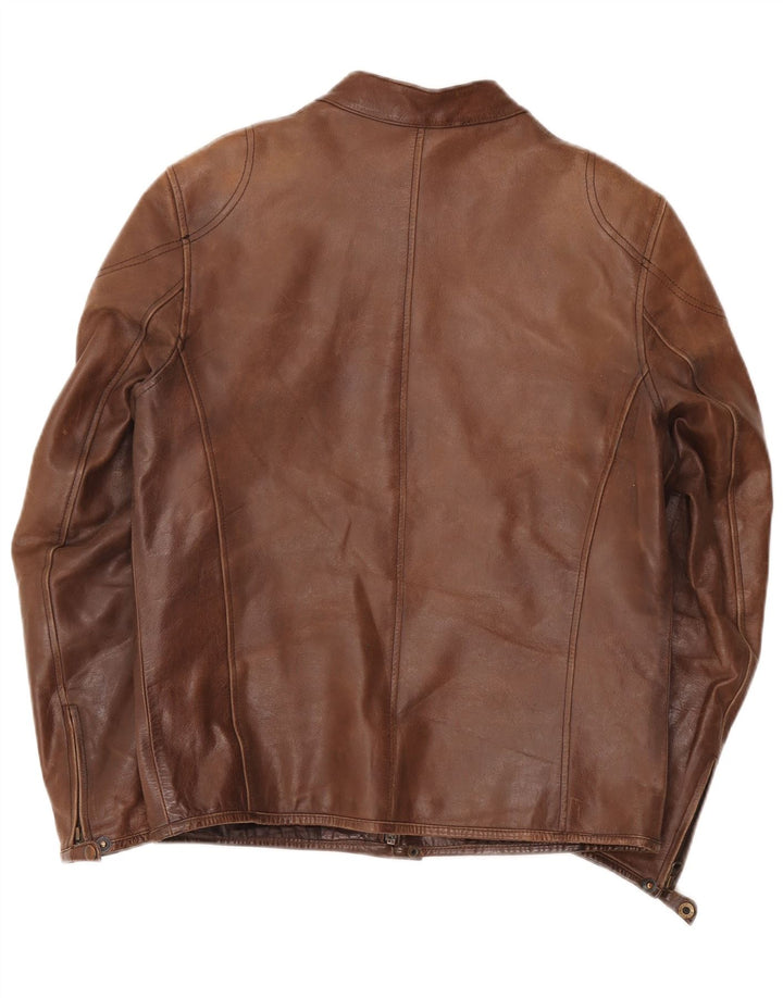 Zara Ανδρικό Δερμάτινο Μπουφάν UK 40 Large Brown
