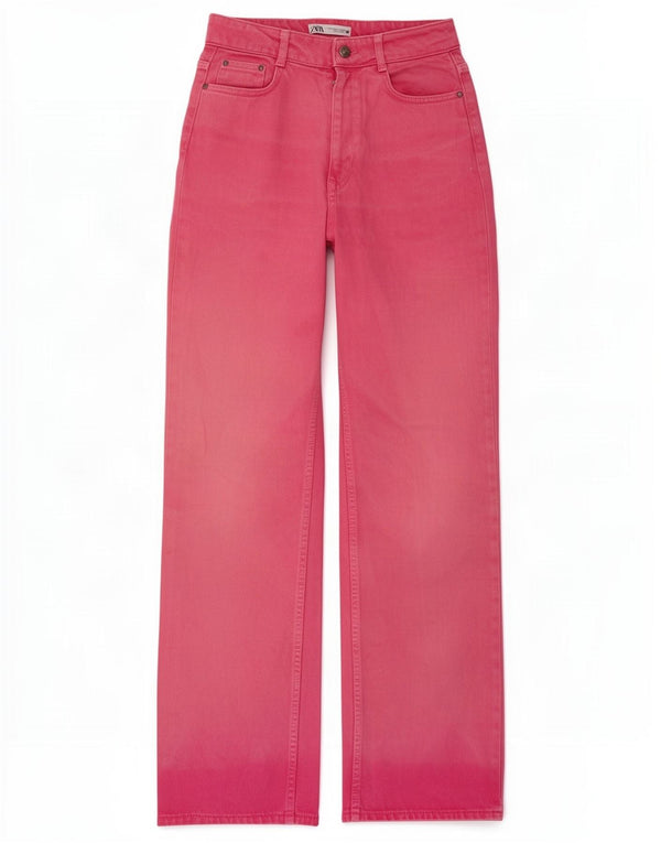 Zara γυναικείο ψηλόμεσο τζιν EU 38 Small W28 L33 Ροζ βαμβακερό