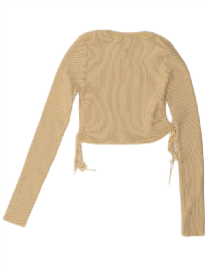 Γυναικεία Zara Crop μακρυμάνικη μπλούζα τοπ UK 8 Small Yellow
