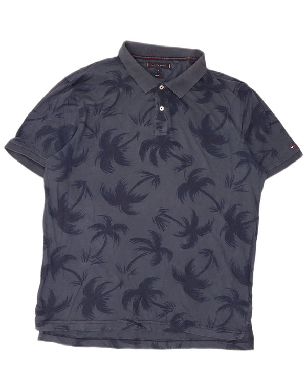 Tommy Hilfiger Ανδρικό γραφικό Slim Fit Polo πουκάμισο XL Navy Blue Hawaiian