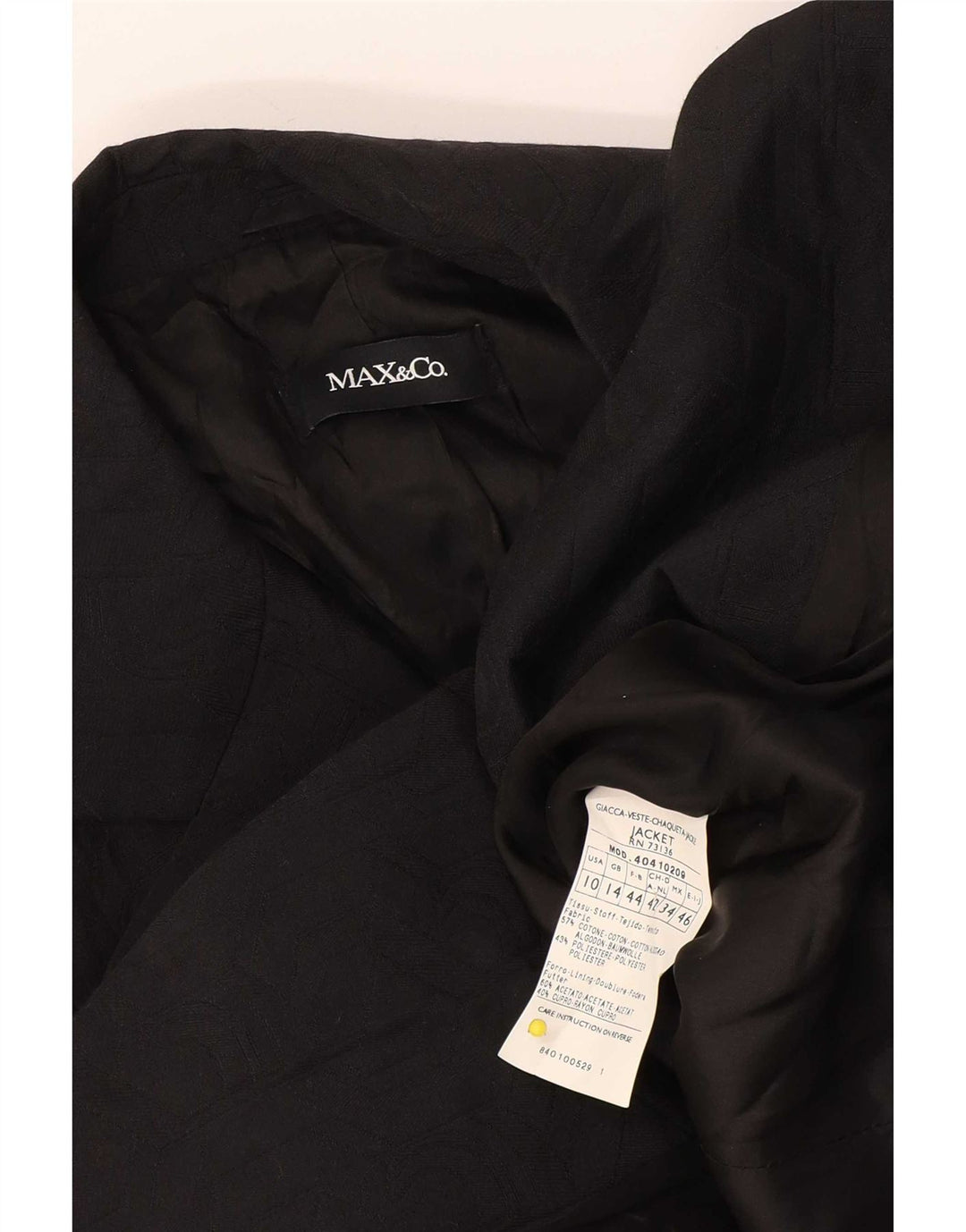 Max & Co. Γυναικείο σακάκι 2 κουμπιών UK 14 μεγάλο μαύρο βαμβακερό