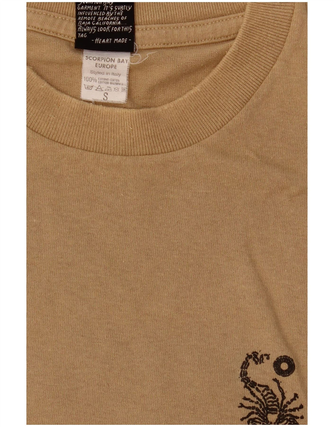 SCORPION Ανδρικό γραφικό T-Shirt Top Μικρό μπεζ βαμβακερό