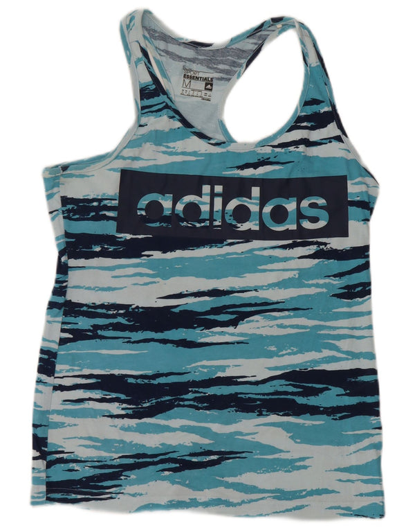 Γυναικείο γραφικό γιλέκο ADIDAS Climalite Top UK 12/14 Medium Blue Camouflage