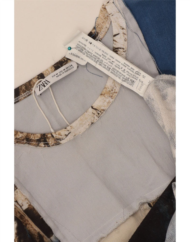 Zara Γυναικείο Crop Graphic Top Μακρυμάνικο UK 14 Medium Πολύχρωμο