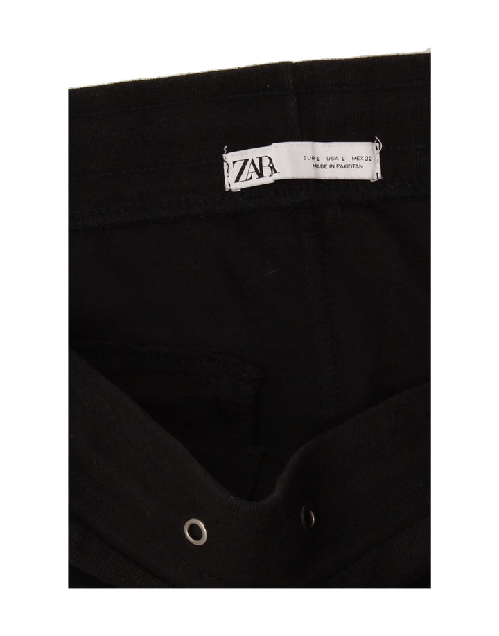 ZARA Womens Tracksuit Trousers Joggers UK 14 Large  Black Polyester Vintage Zara and Second-Hand Zara from Messina Hembry 