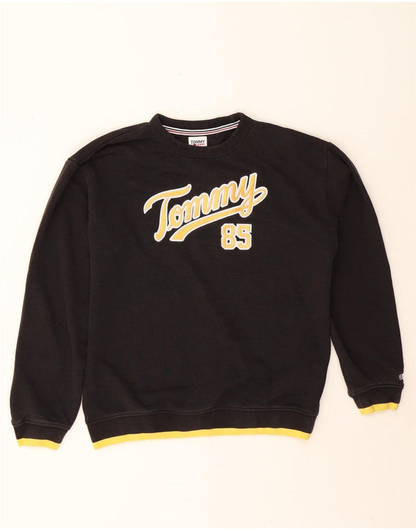 Ανδρικό φούτερ Tommy Hilfiger, γραφικό, χαλαρή εφαρμογή, jumper 2XS μαύρο βαμβακερό