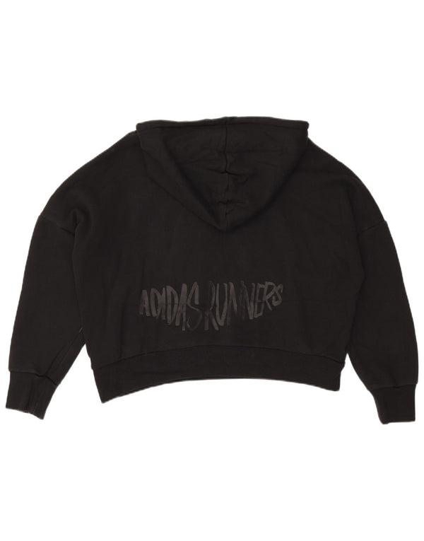 Γυναικεία Adidas Oversized Crop Graphic Hoodie Jumper UK 8/10 Small Black