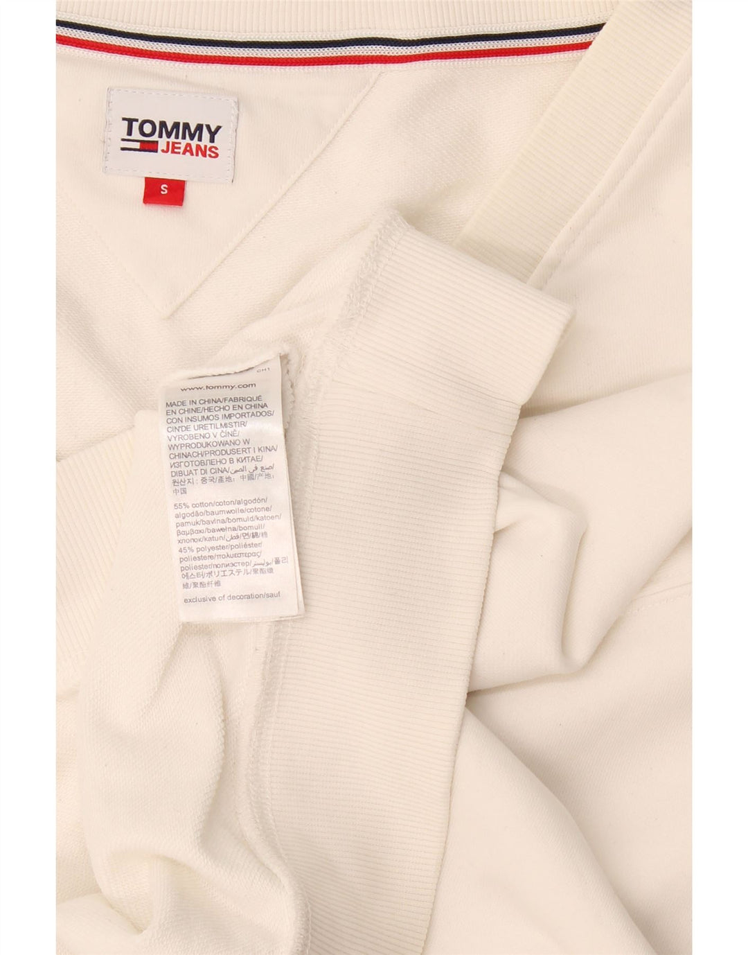Tommy Hilfiger Γυναικεία φούτερ Crop Oversized Jumper UK 10 Small White