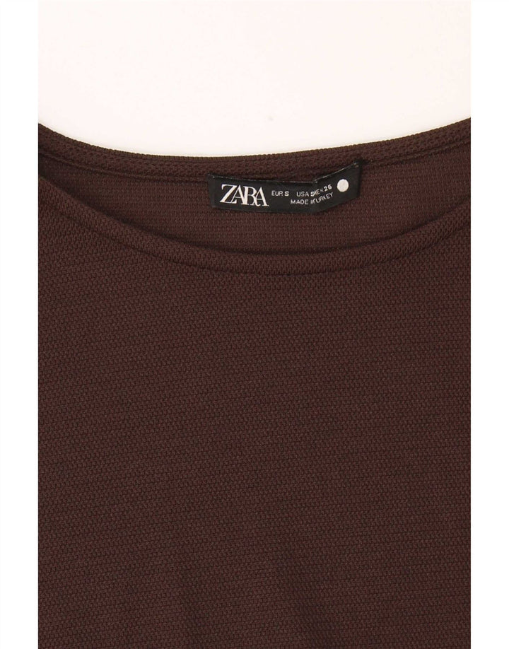 Zara Γυναικείο Αμάνικο Βασικό Φόρεμα UK 10 Small Brown