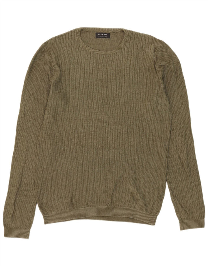 Ανδρικό πουλόβερ Zara Crew Neck Jumper Medium Khaki