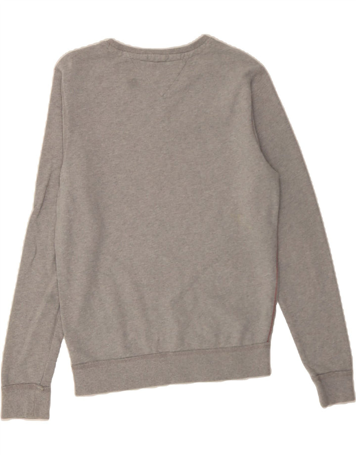 TOMMY HILFIGER Mens Graphic Sweatshirt Jumper Small Grey Cotton Vintage Tommy Hilfiger and Second-Hand Tommy Hilfiger from Messina Hembry 