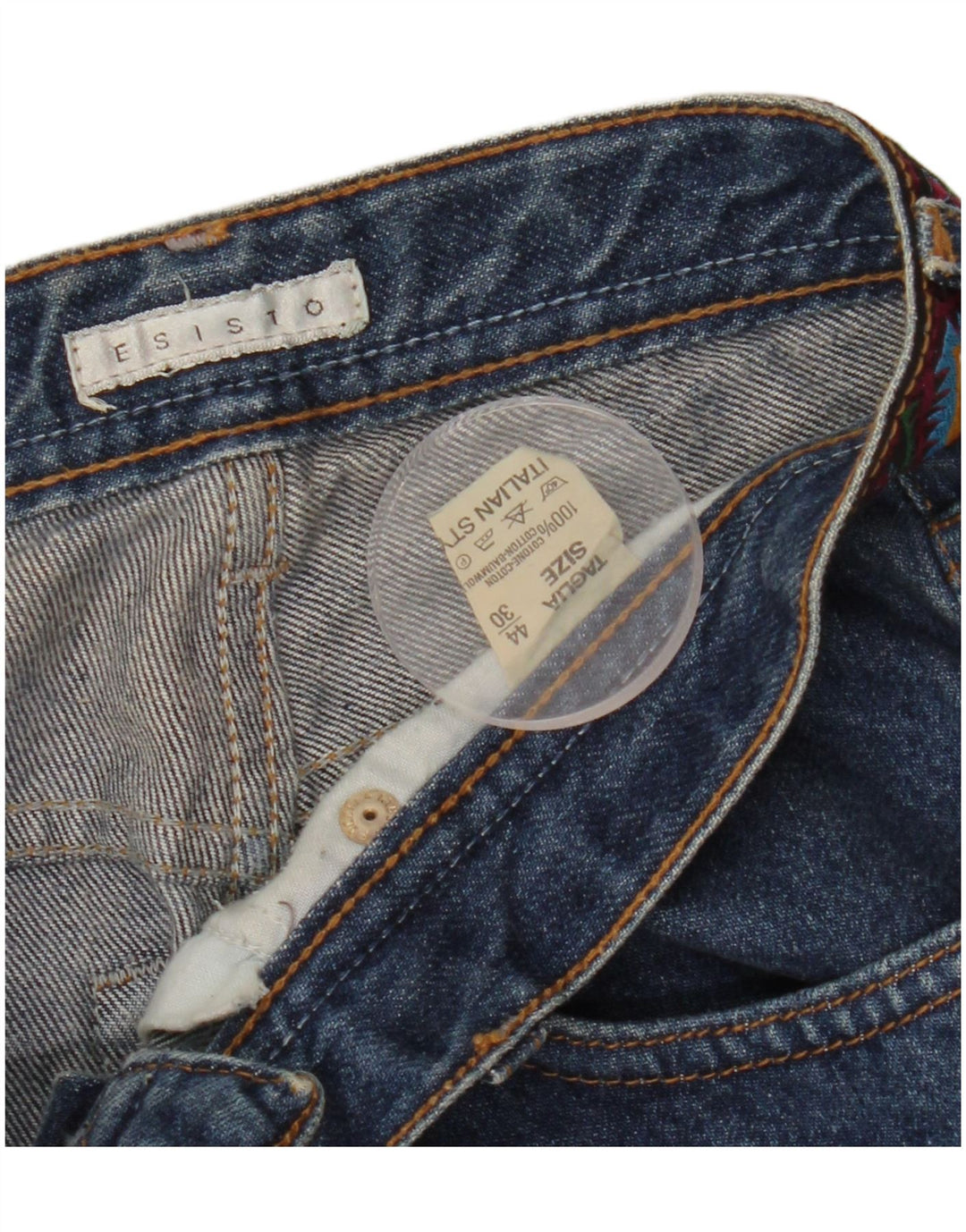 Γυναικείο τζιν μποτάκι ESISTO IT 44 Medium W30 L34 Μπλε γεωμετρικό βαμβακερό