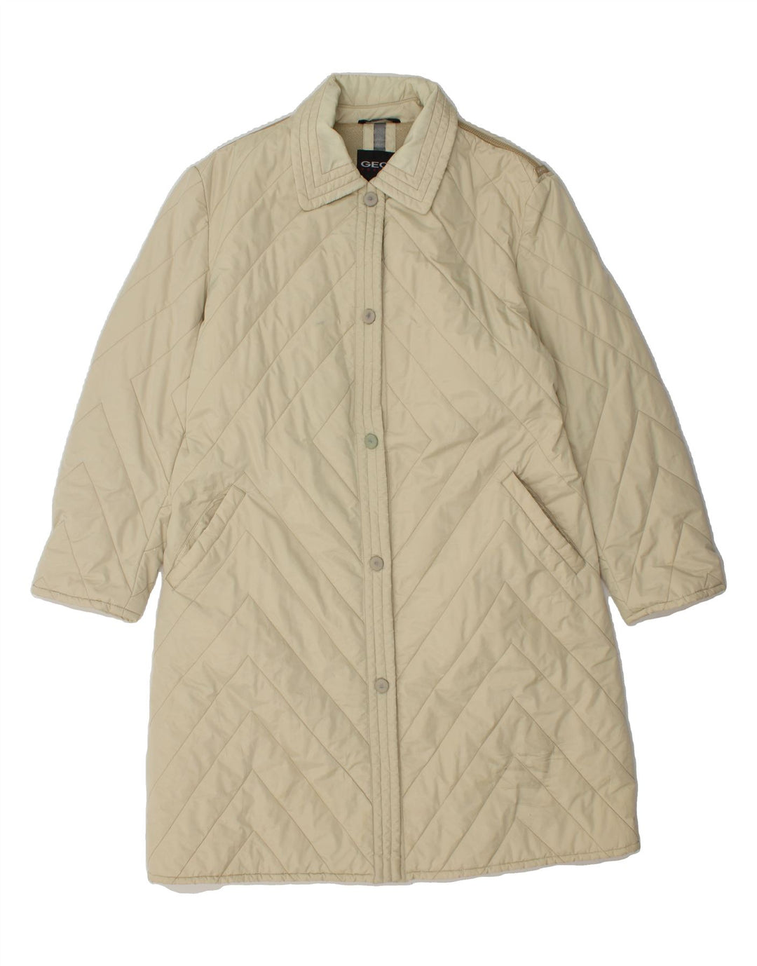GEOX Womens Overcoat IT 48 XL Off White Argyle/Diamond Vintage Geox and Second-Hand Geox from Messina Hembry 