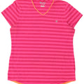 Champion γυναικείο T-shirt Top UK 16 μεγάλο ροζ ριγέ πολυεστέρα