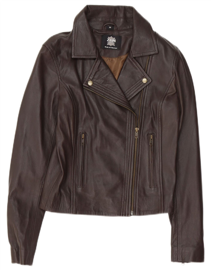 Vintage Γυναικείο Δερμάτινο Μπουφάν Biker UK 12 Δερμάτινο μεσαίο καφέ