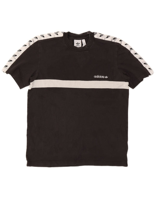 Ανδρικό γραφικό μπλουζάκι Adidas Top Medium Black Colourblock Βαμβακερό