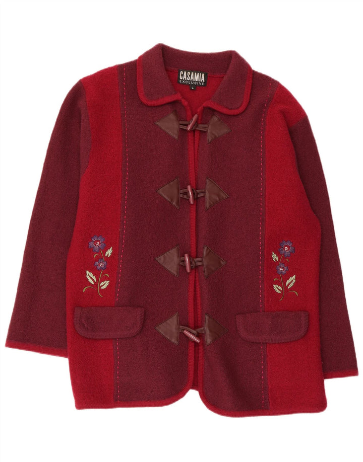 CASAMIA Γυναικείο Loose Fit Blazer Jacket UK 16 Large Burgundy Colourblock