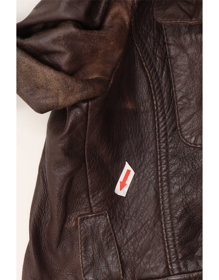 Chyston Womens Leather Utility Jacket UK 12 Medium Brown