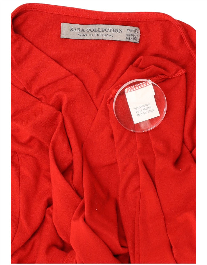 Zara Γυναικεία μακρυμάνικη μπλούζα τοπ UK 14 μεγάλη κόκκινη βισκόζη