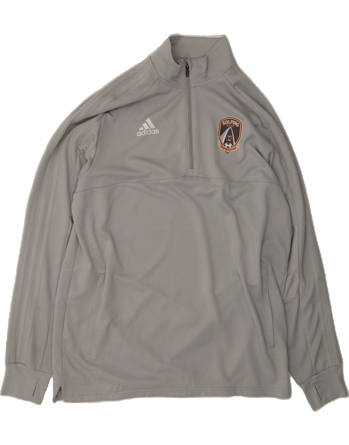 ADIDAS Mens Zip Neck Pullover Tracksuit Top XL Grey Polyester Vintage Adidas and Second-Hand Adidas from Messina Hembry 