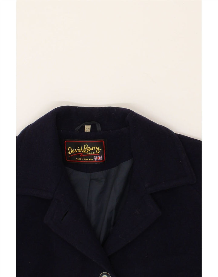 DAVID BARRY Womens Overcoat UK 16 Large  Navy Blue Vintage David Barry and Second-Hand David Barry from Messina Hembry 