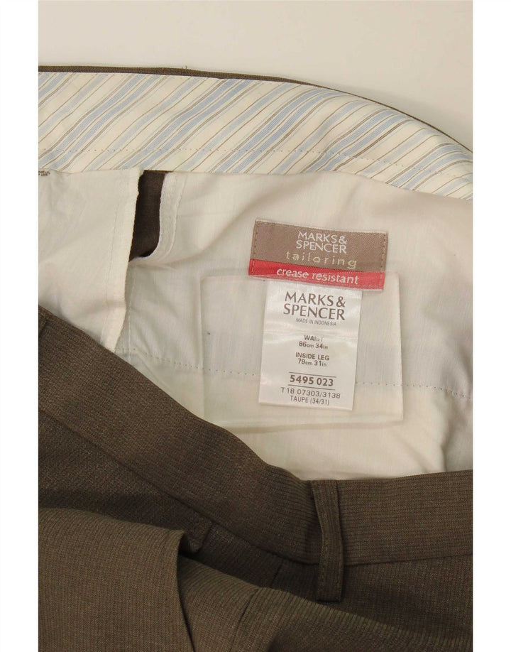 Ανδρικό ίσιο παντελόνι Marks & Spencer W34 L31 Khaki Polyester