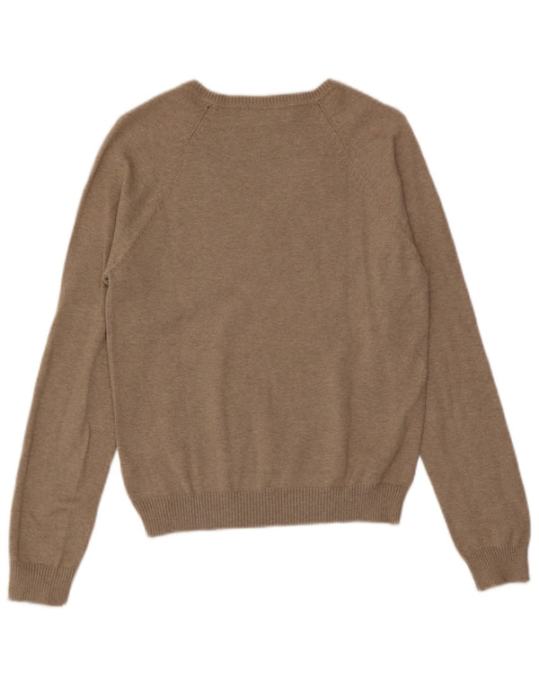 Γυναικείο πουλόβερ Zara με V λαιμόκοψη UK 18 XL καφέ βαμβακερό