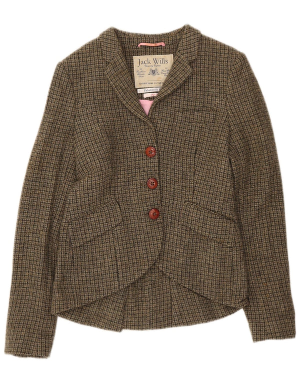 Jack Wills γυναικείο σακάκι 3 κουμπιών UK 10 Small Khaki Houndstooth Wool