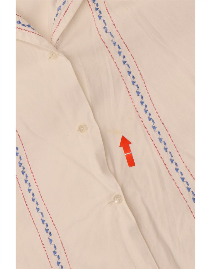 VINTAGE Γυναικείο πουκάμισο Μπλούζα UK 16 Μεγάλη Λευκή Ριγέ