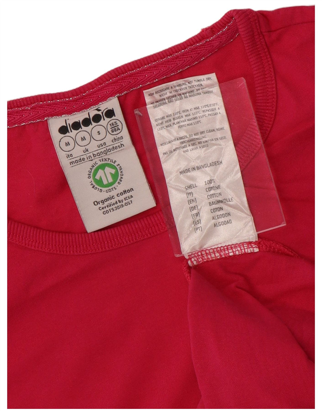 DIADORA Γυναικείο T-Shirt Top UK 12 Μεσαίο Ροζ Βαμβακερό