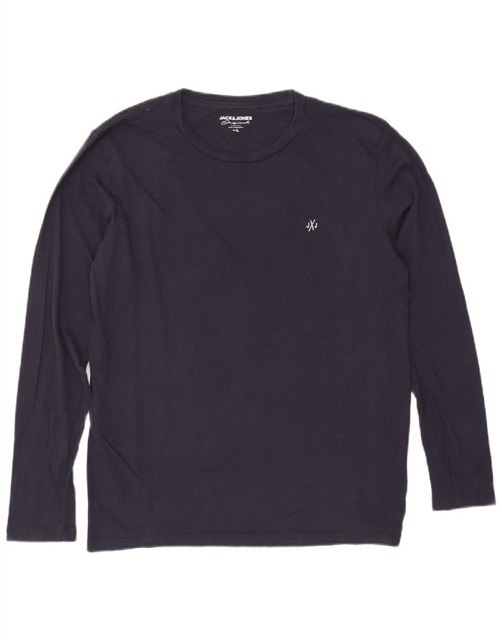 Ανδρικό μπλουζάκι Jack & Jones μακρυμάνικο μεγάλο, μπλε βαμβακερό