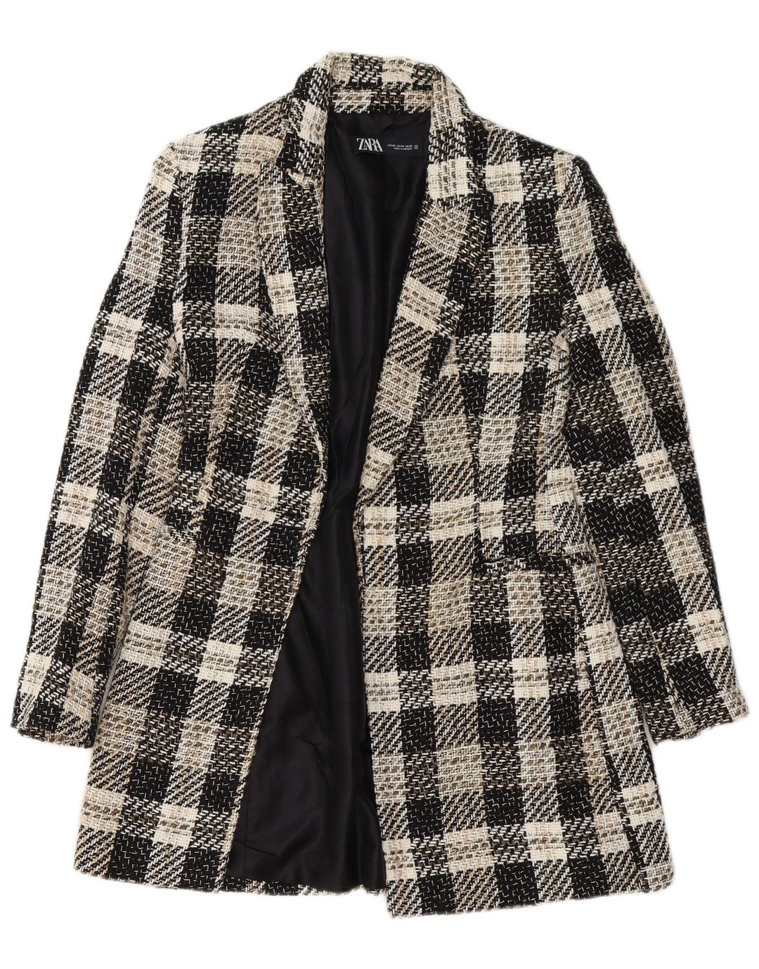 Zara Γυναικείο Ανοιχτό Πανωφόρι UK 6 XS Black Check Acetate