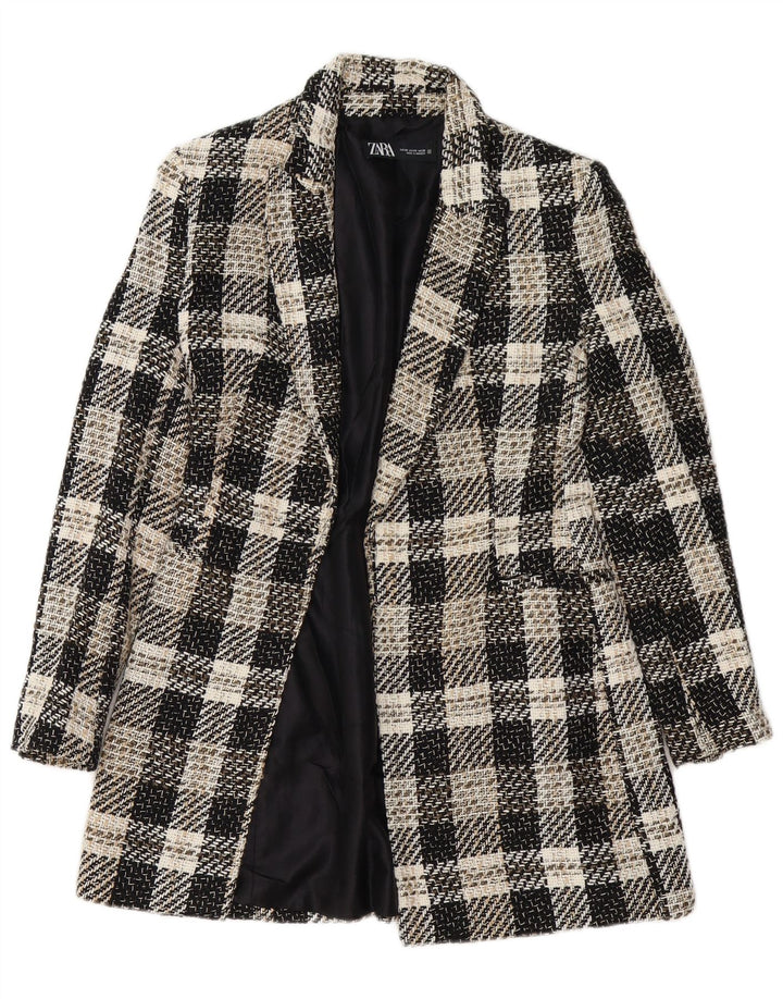 Zara Γυναικείο Ανοιχτό Πανωφόρι UK 6 XS Black Check Acetate