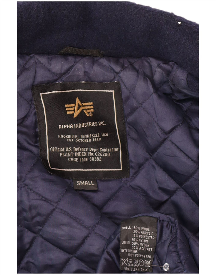 Alpha Industries Γυναικείο παλτό μπιζελιού μεγάλου μεγέθους UK 10 Small Navy Blue Wool