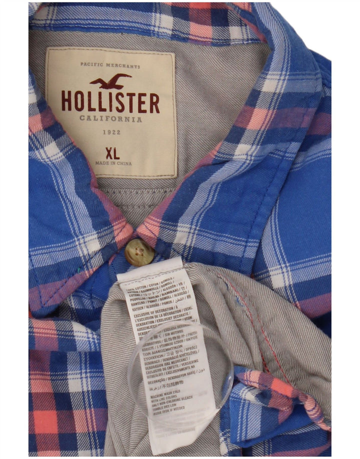 Ανδρικό φανελένιο πουκάμισο Hollister XL Μπλε βαμβακερό