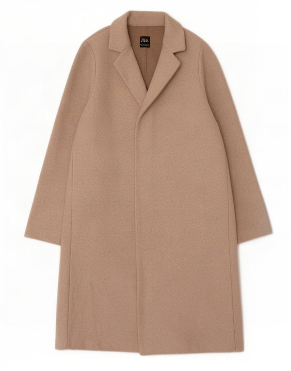 Zara Γυναικείο Ανοιχτό Παλτό UK 16 Large Beige Polyester